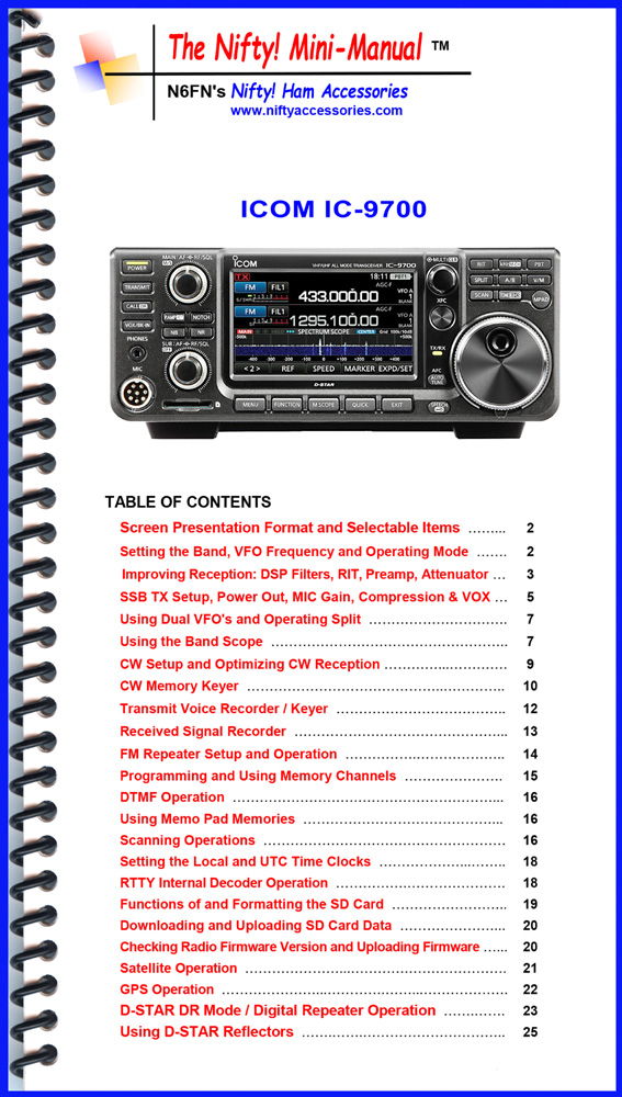 Icom IC-7600 Nifty Quick Reference Guide IC7600
